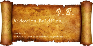 Vidovics Balázs névjegykártya
